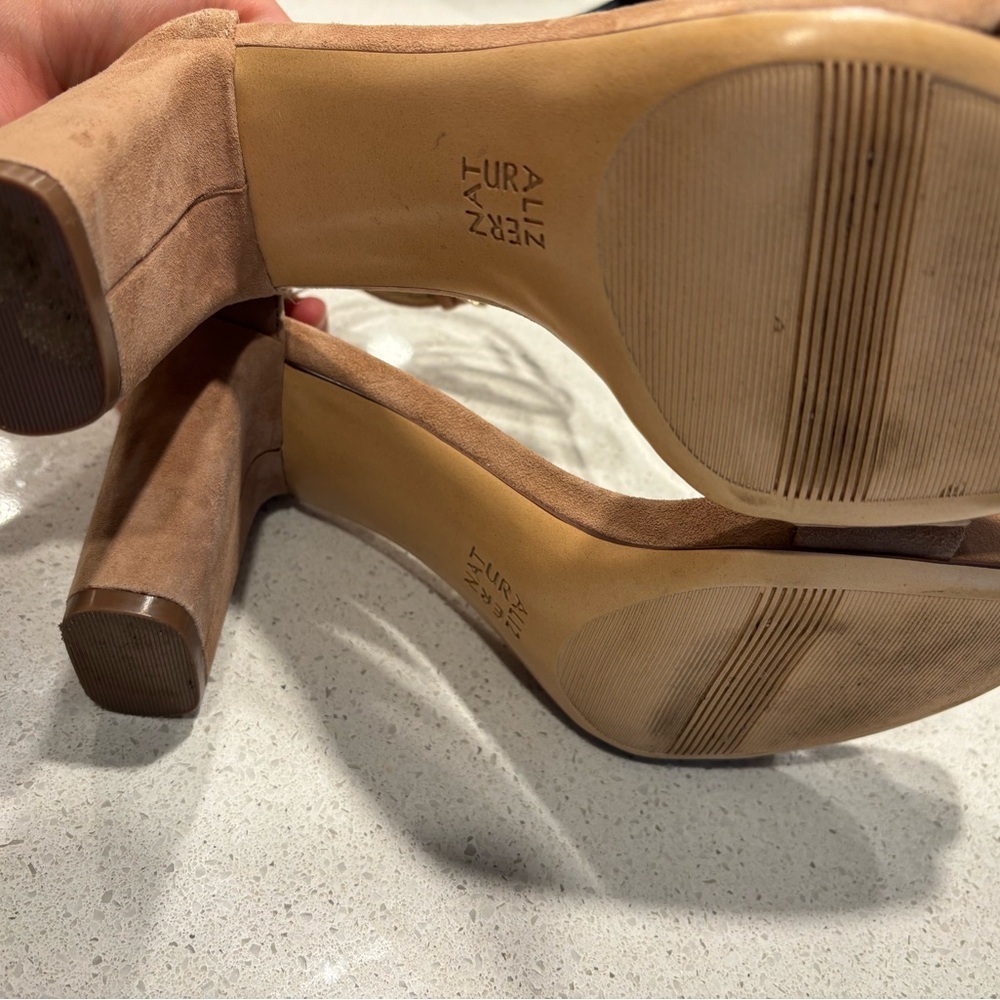 Tan Suede Heeled Sandals, size 9.5W - Picture 3 of 8